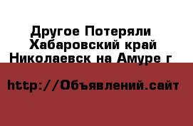 Другое Потеряли. Хабаровский край,Николаевск-на-Амуре г.